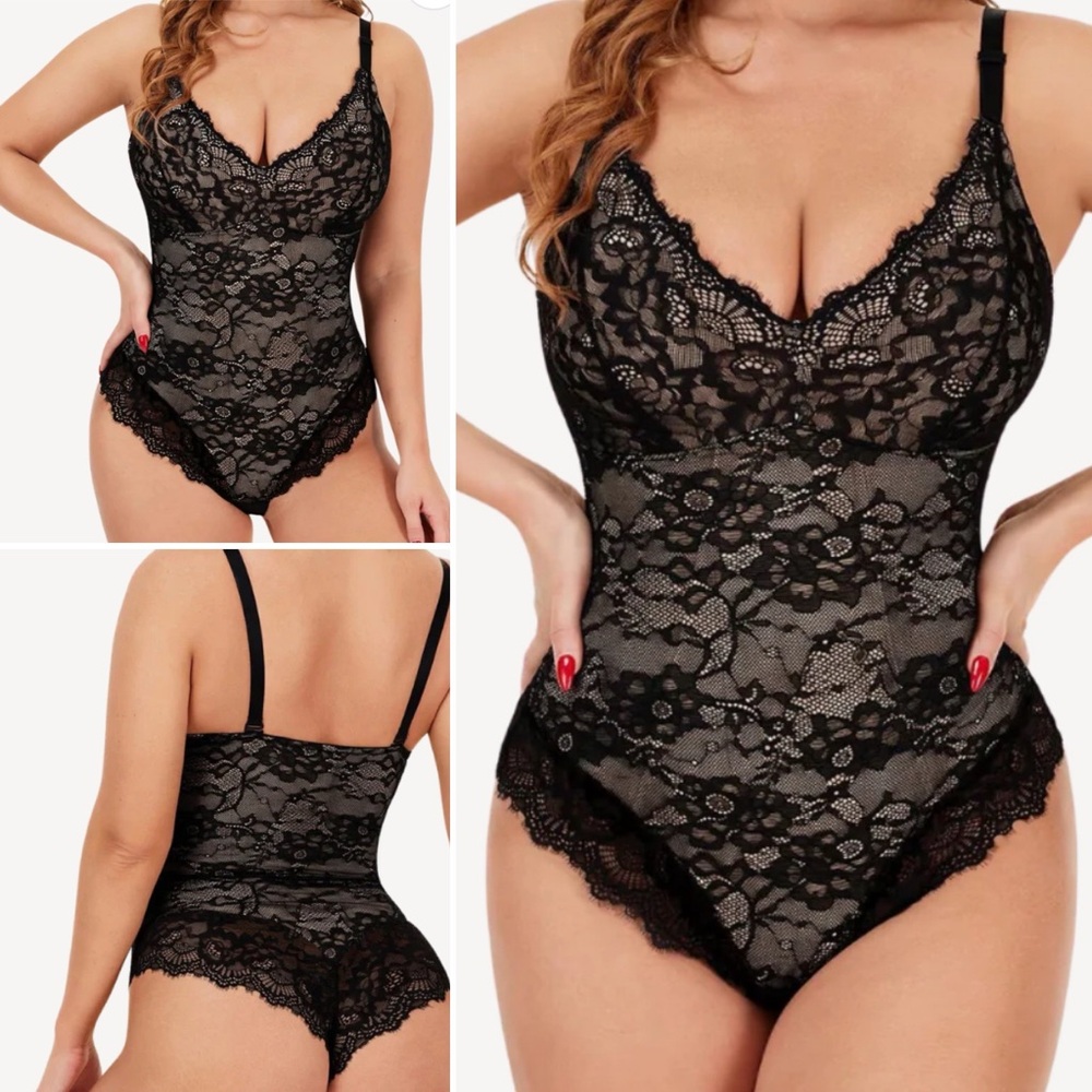 The Comfy Co. Shapewear Lace Thong Shapewear Bodysuit Sexy Sz XL Lingerie